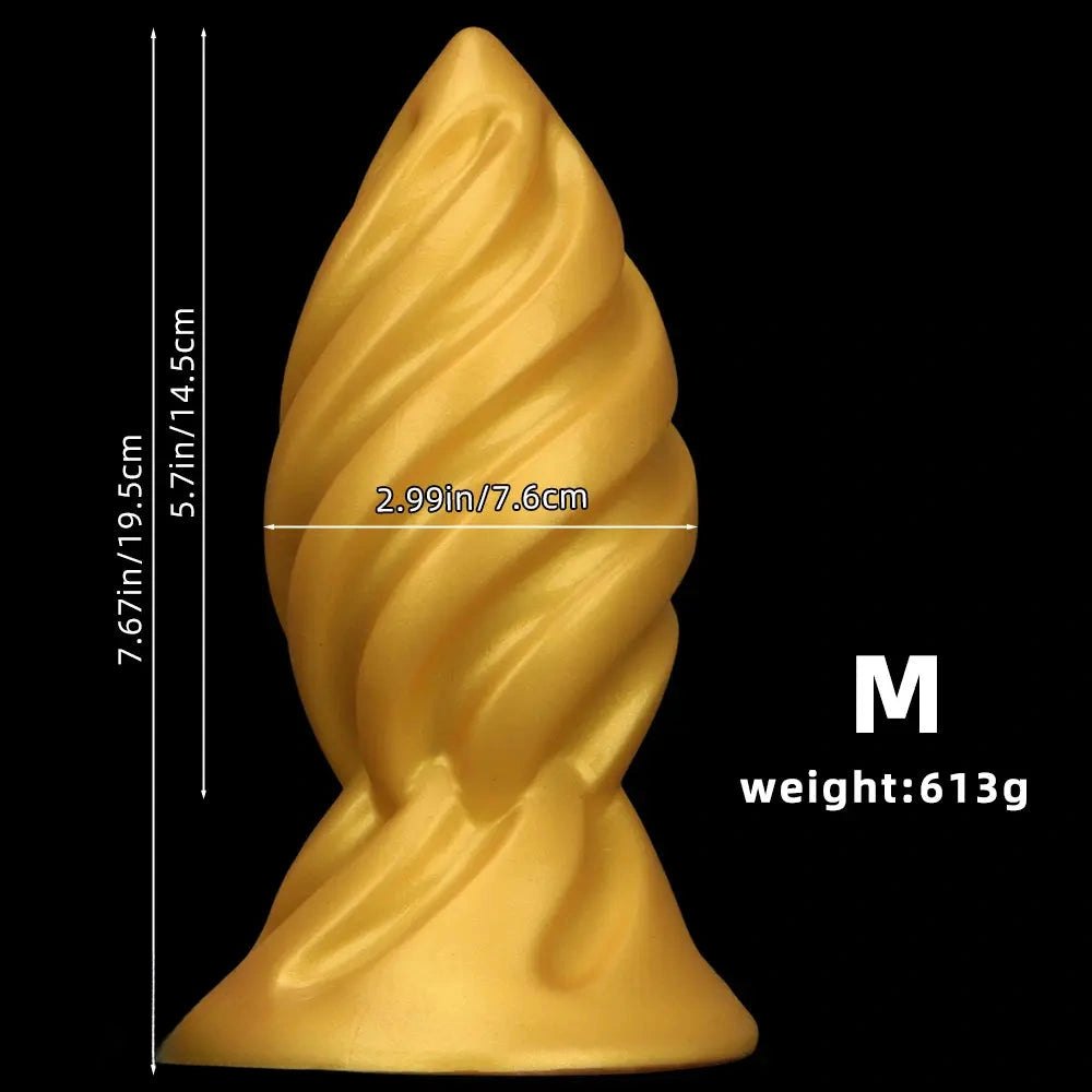 Gold spiral thick dildo, photo 12