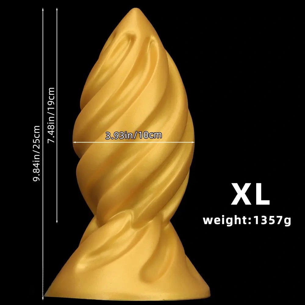 Gold spiral thick dildo, photo 13