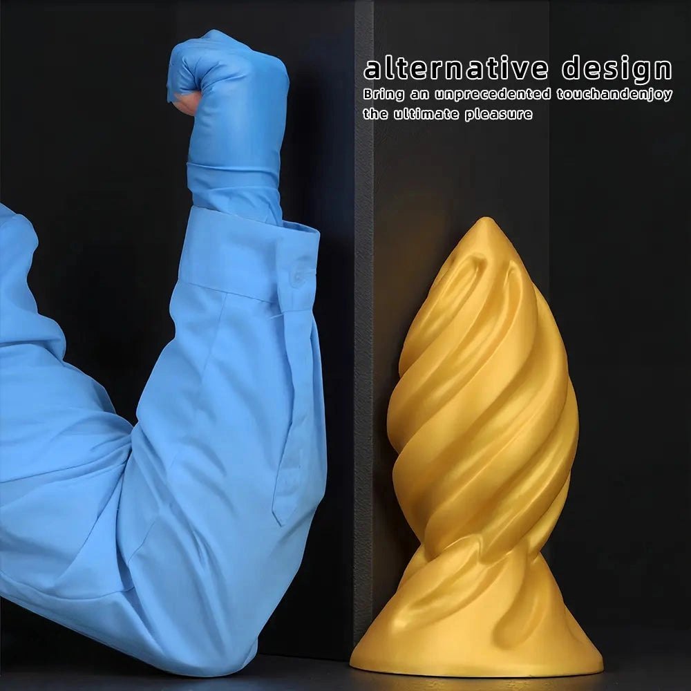 Gold spiral thick dildo, photo 4