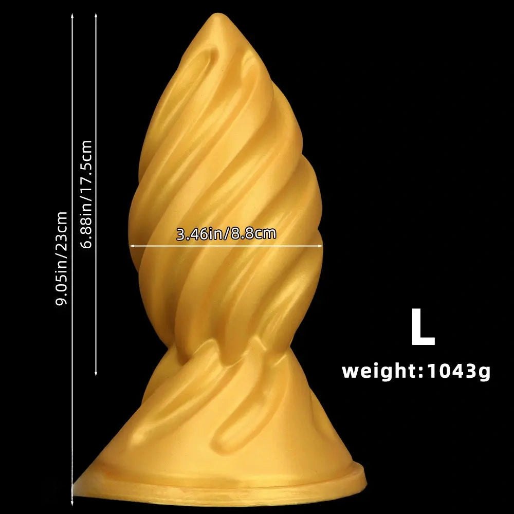 Gold spiral thick dildo, photo 8