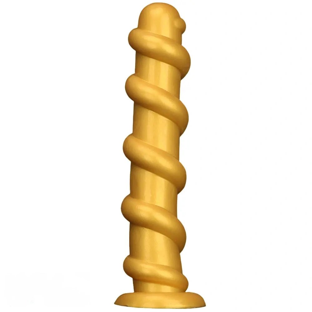 Gold silicone spiral dildo, photo 1