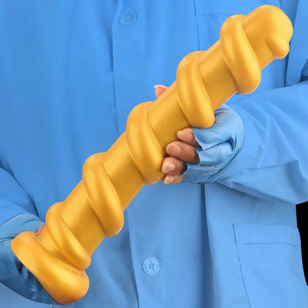 Gold silicone spiral dildo, photo 10