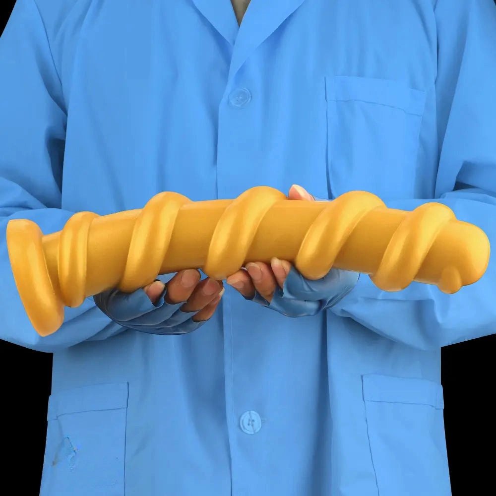 Gold silicone spiral dildo, photo 11