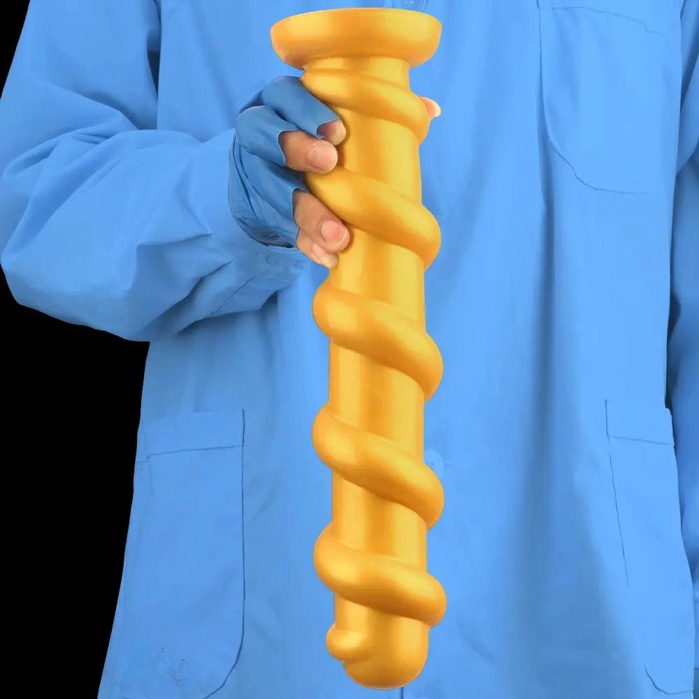 Gold silicone spiral dildo, photo 12