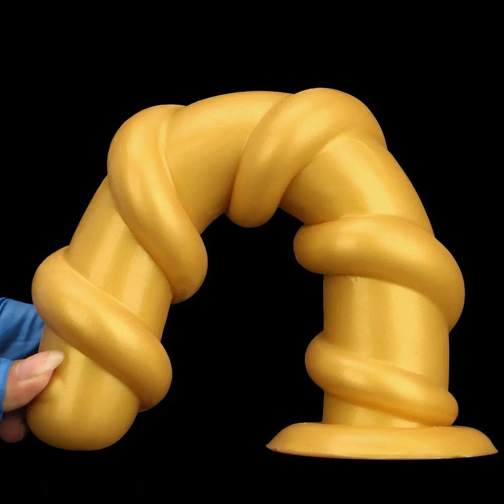 Gold silicone spiral dildo, photo 14