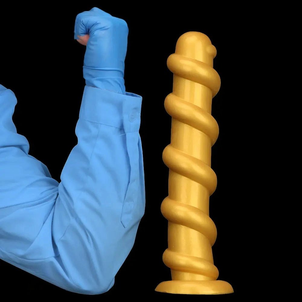 Gold silicone spiral dildo, photo 15