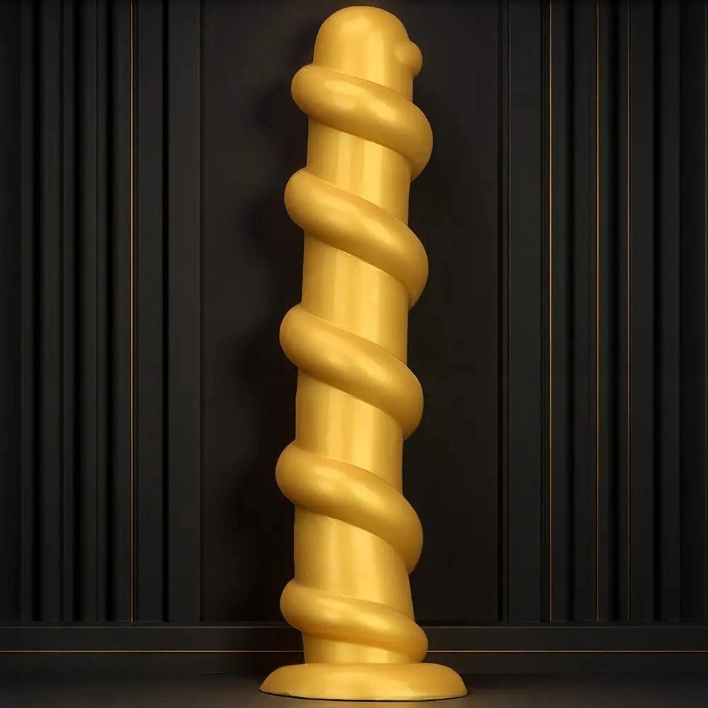 Gold silicone spiral dildo, photo 2