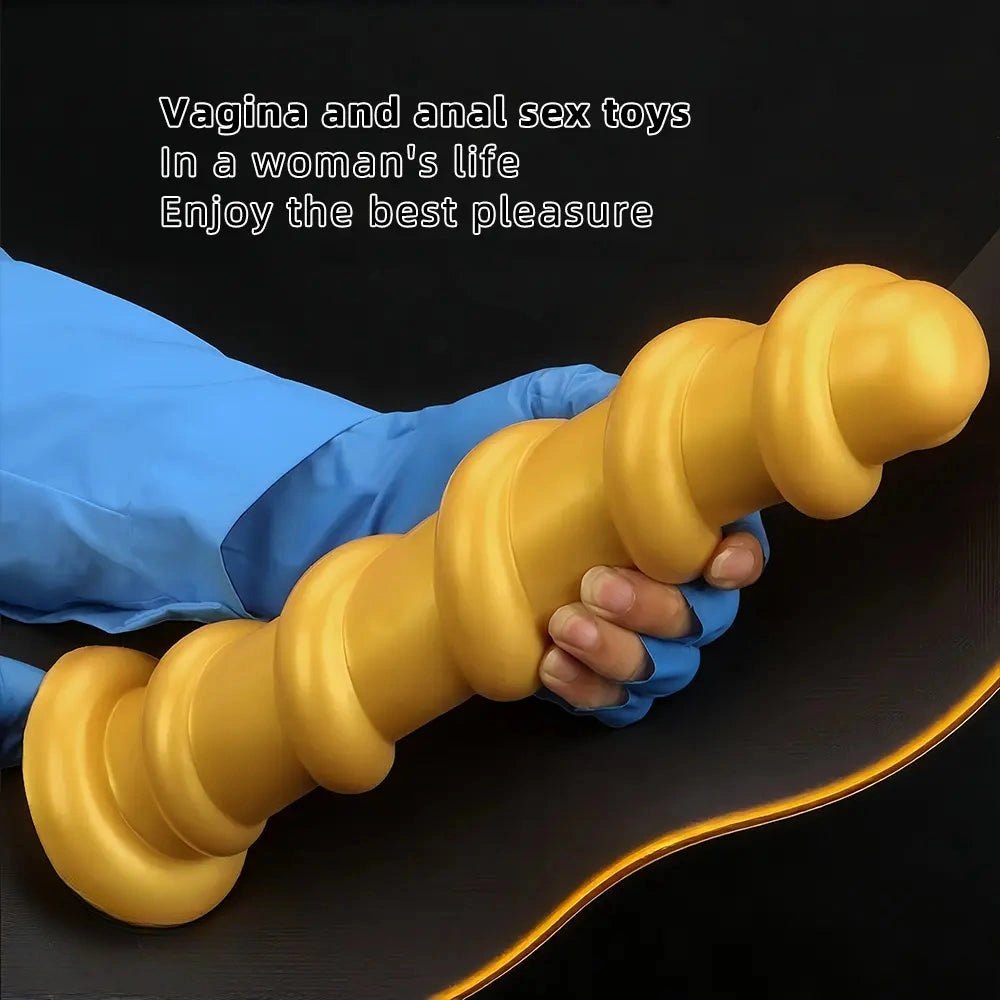 Gold silicone spiral dildo, photo 3