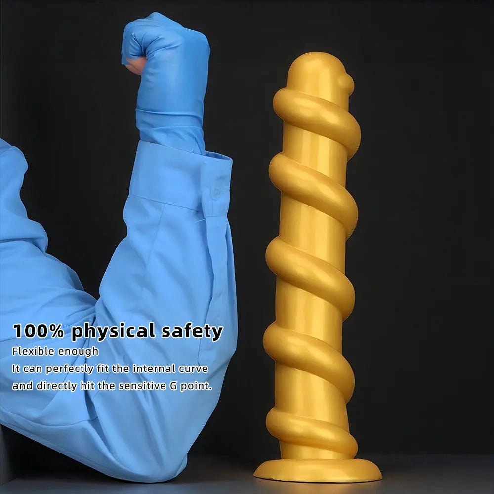 Gold silicone spiral dildo, photo 4