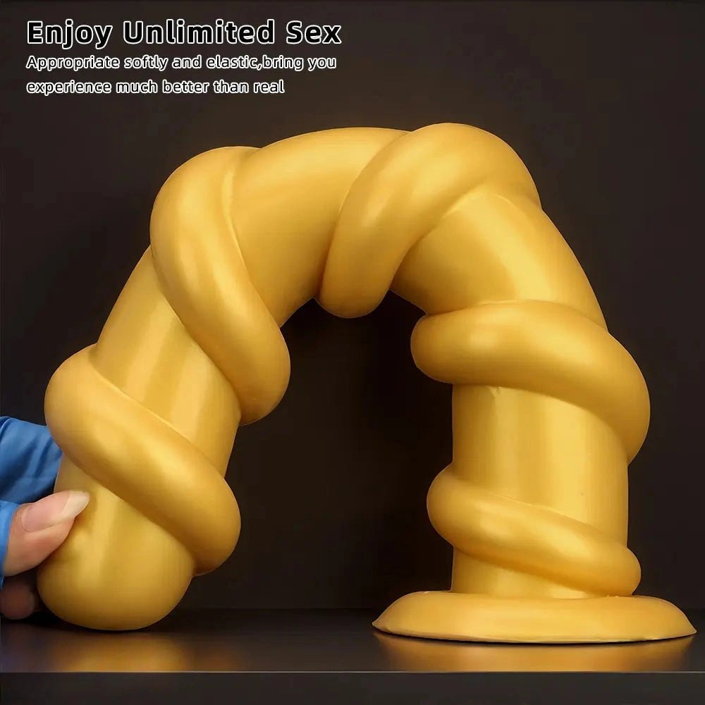 Gold silicone spiral dildo, photo 6