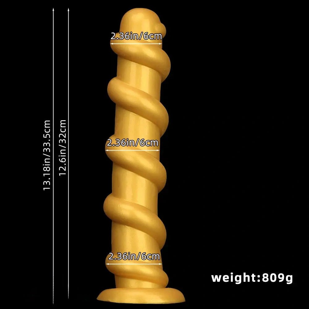 Gold silicone spiral dildo, photo 8