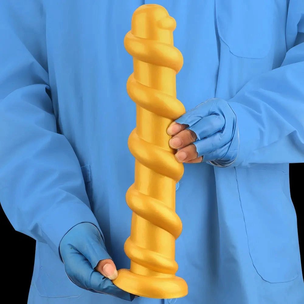 Gold silicone spiral dildo, photo 9