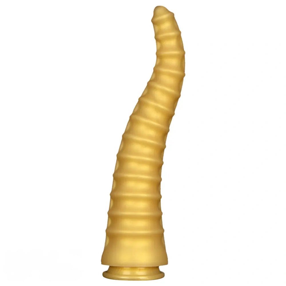 Gold spiral ribbed dragon dildo, photo 2