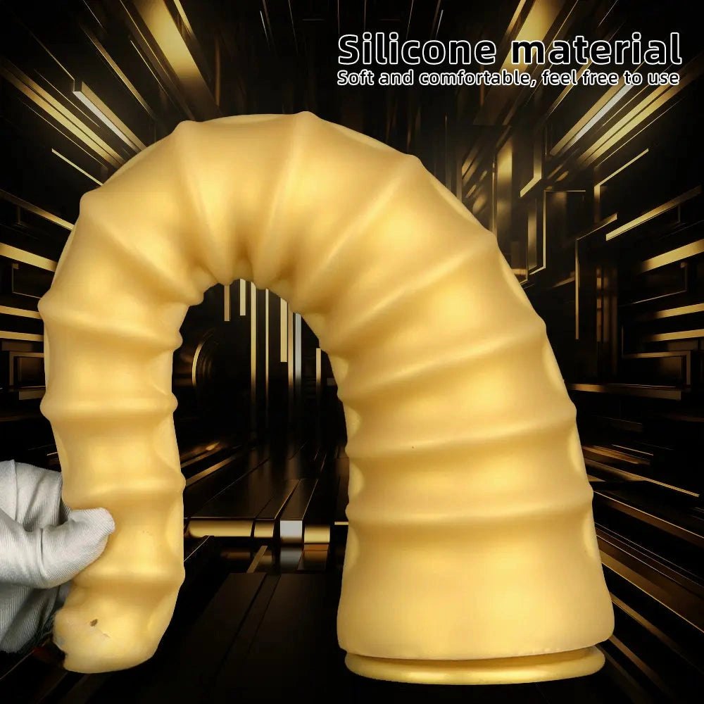 Gold spiral ribbed dragon dildo, photo 5