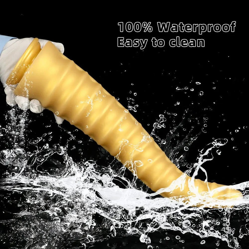Gold spiral ribbed dragon dildo, photo 8