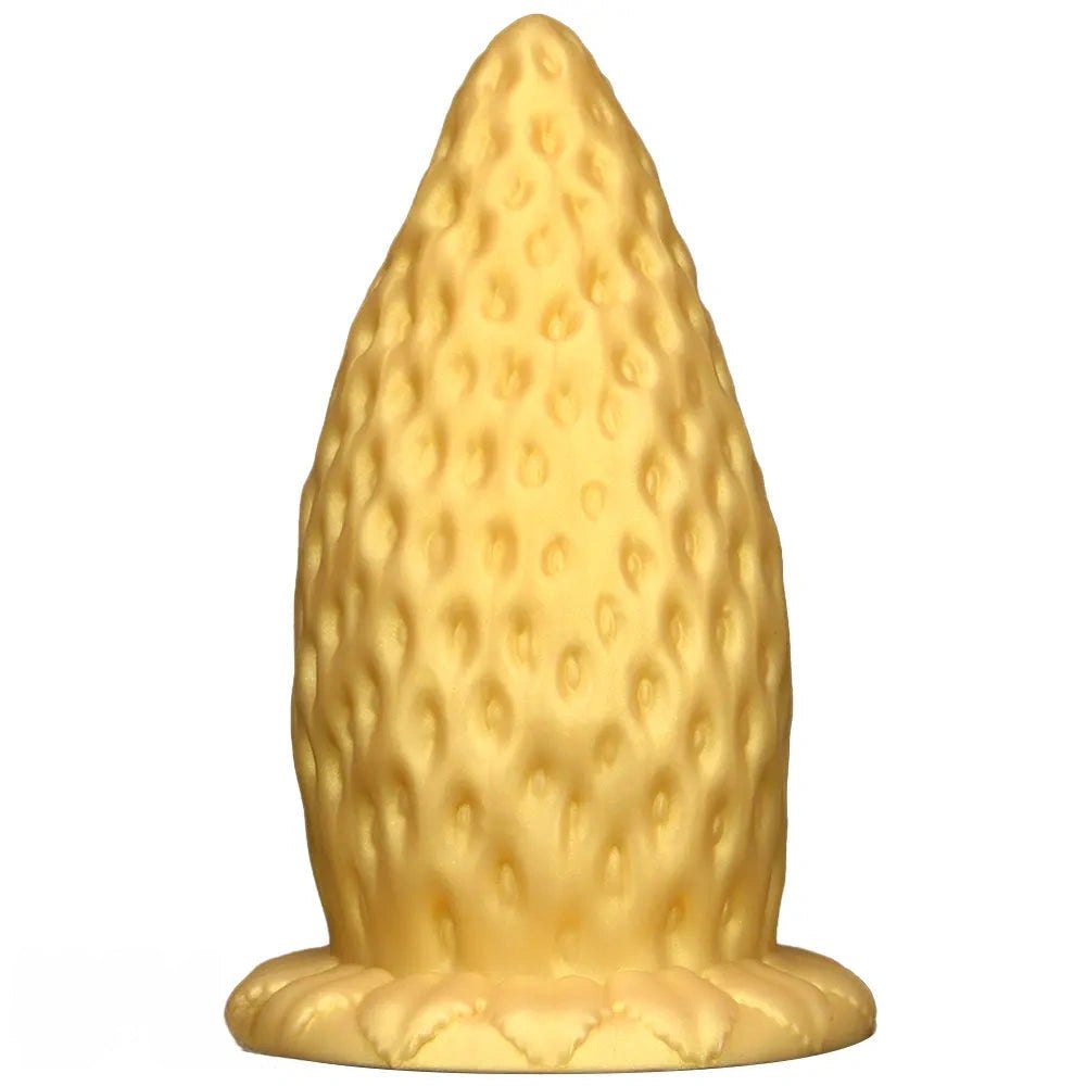 Gold strawberry silicone anal plug, photo 1