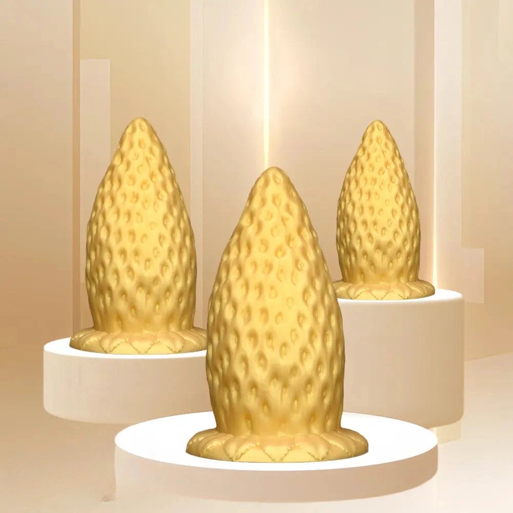 Gold strawberry silicone anal plug, photo 2
