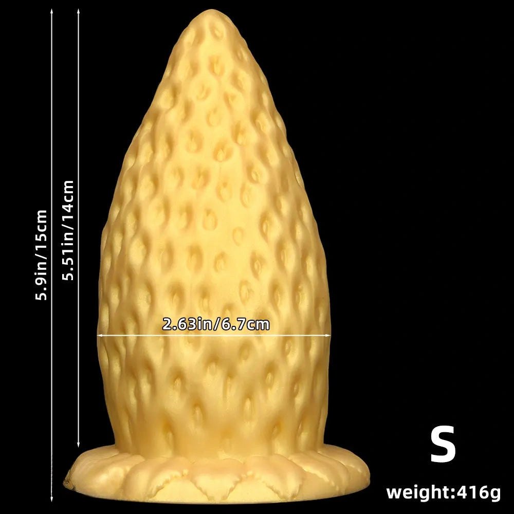 Gold strawberry silicone anal plug, photo 9