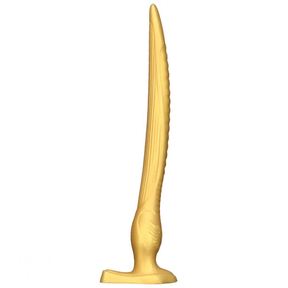 Gold tapered ribbed silicone anal dildo, photo 1