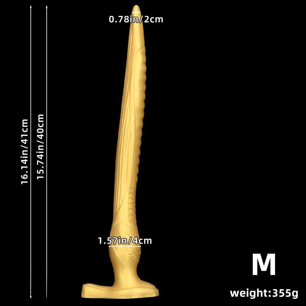 Gold tapered ribbed silicone anal dildo, photo 10