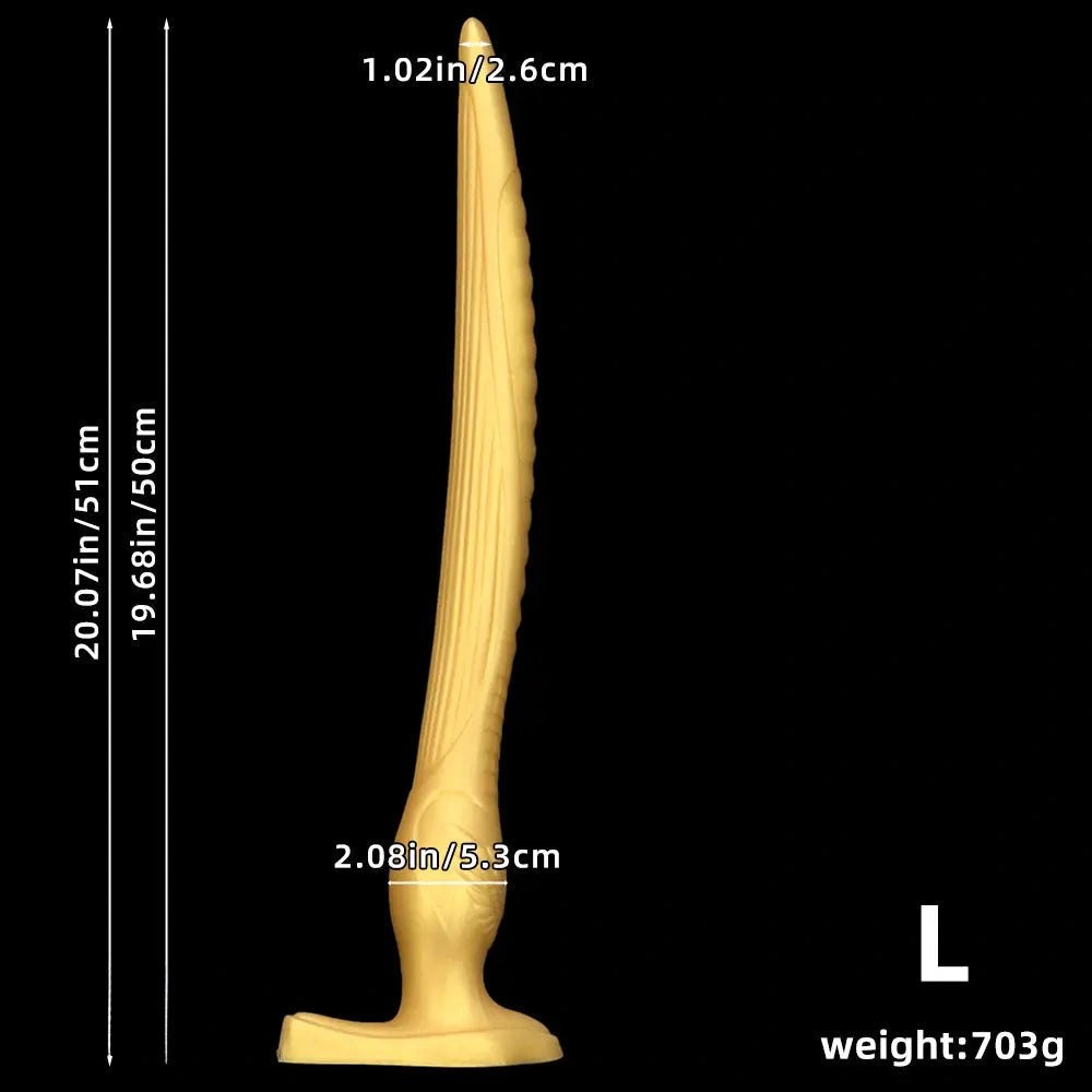 Gold tapered ribbed silicone anal dildo, photo 11