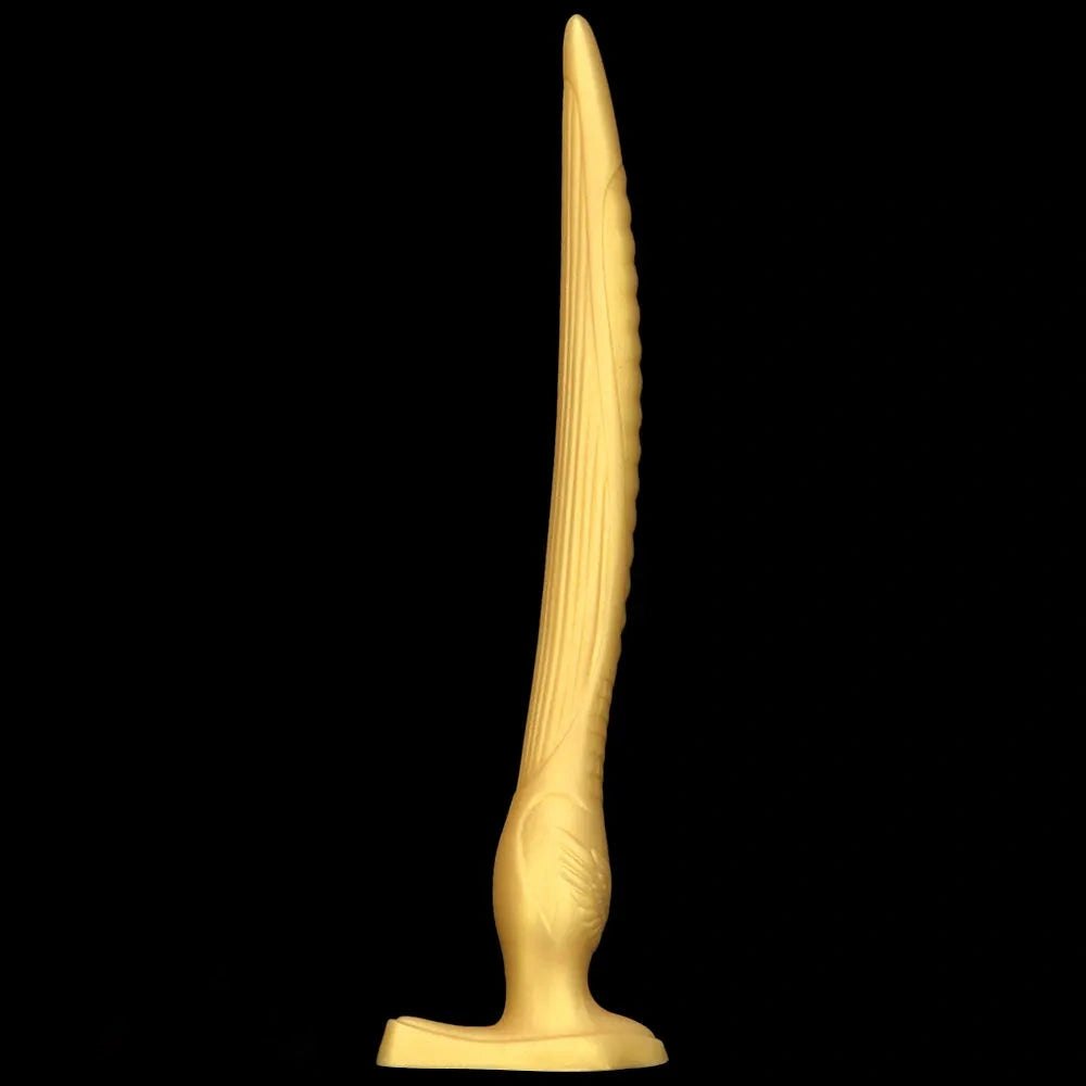 Gold tapered ribbed silicone anal dildo, photo 14