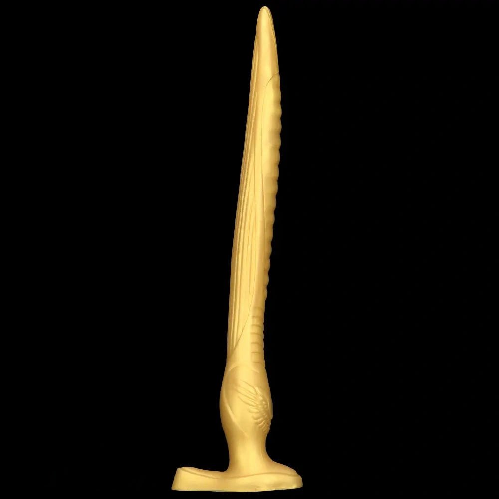 Gold tapered ribbed silicone anal dildo, photo 15