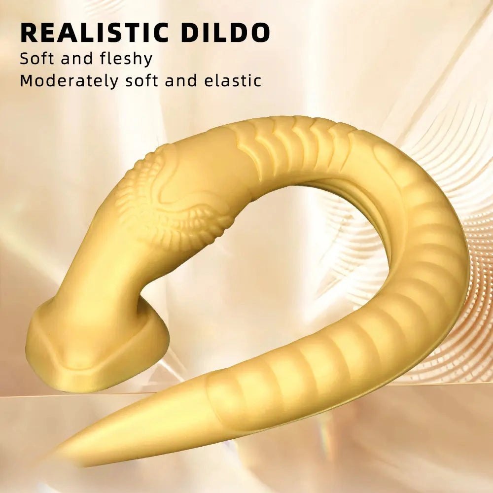 Gold tapered ribbed silicone anal dildo, photo 3