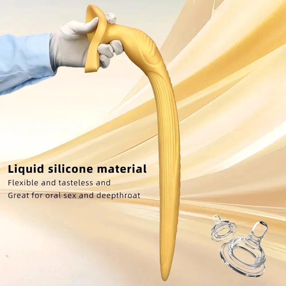 Gold tapered ribbed silicone anal dildo, photo 5