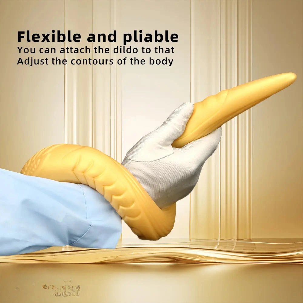 Gold tapered ribbed silicone anal dildo, photo 6