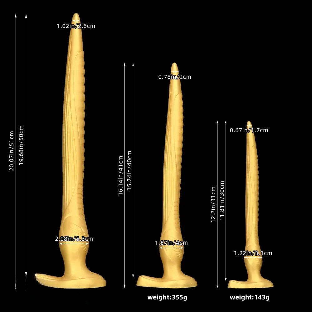 Gold tapered ribbed silicone anal dildo, photo 7