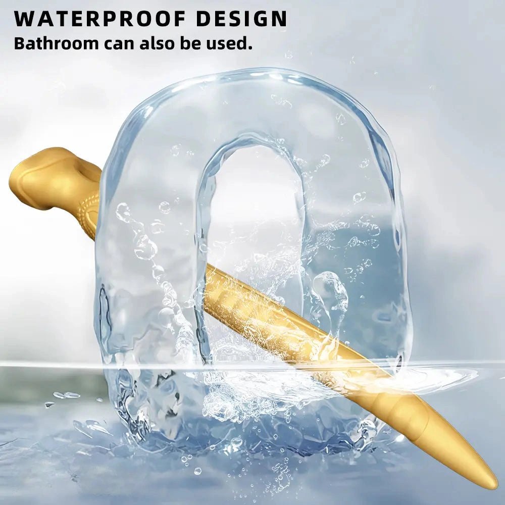 Gold tapered ribbed silicone anal dildo, photo 8
