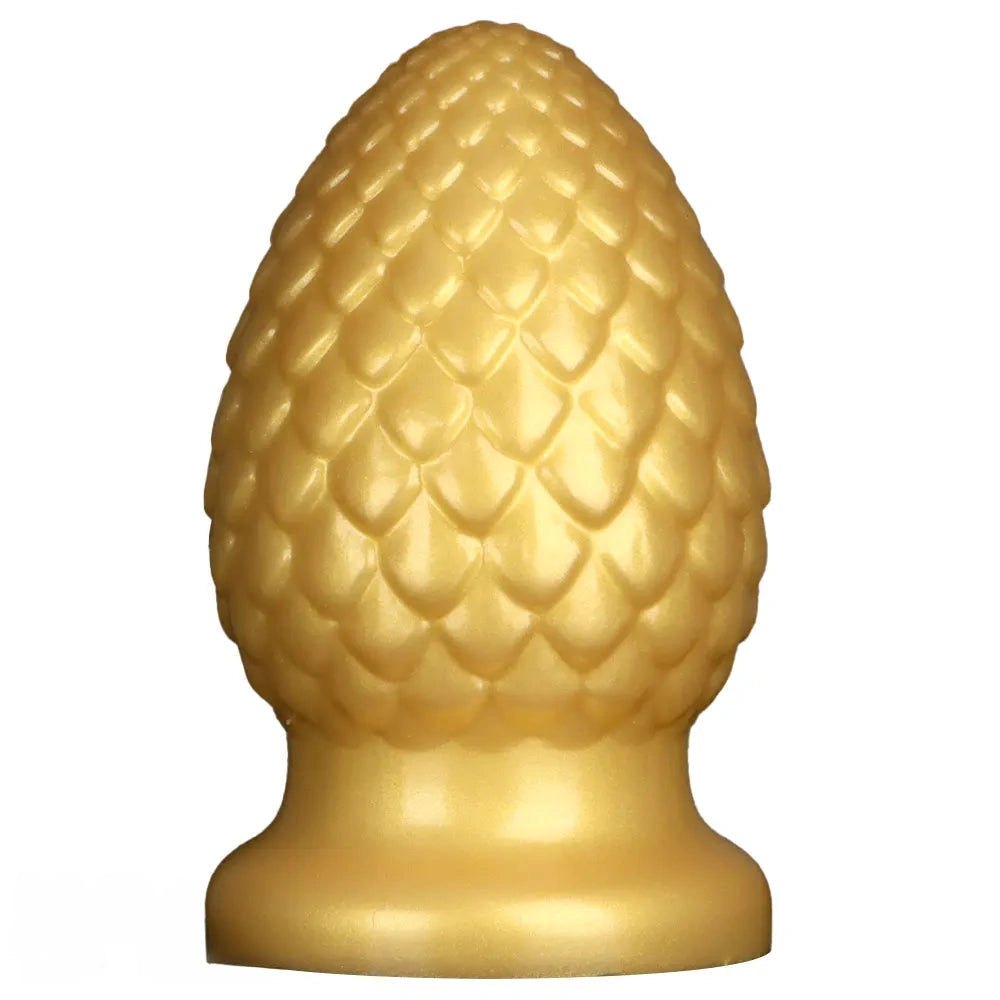 Gold textured silicone butt plug, photo 1