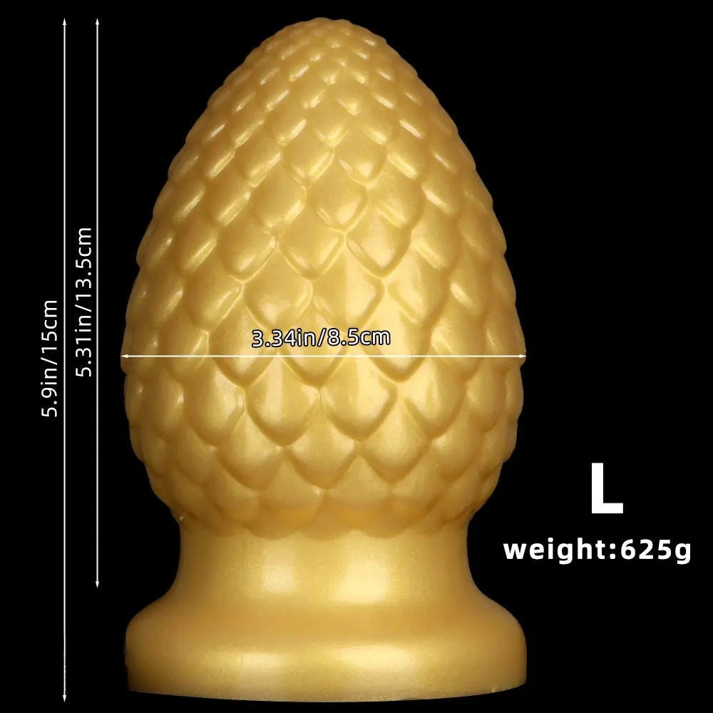 Gold textured silicone butt plug, photo 10