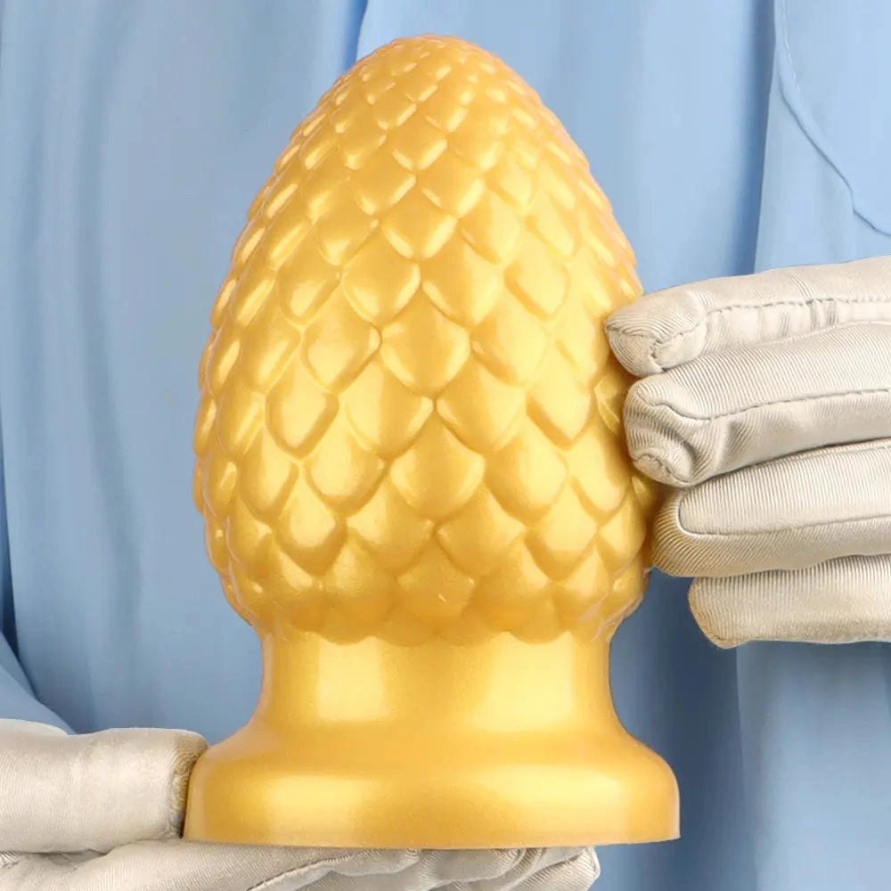 Gold textured silicone butt plug, photo 12