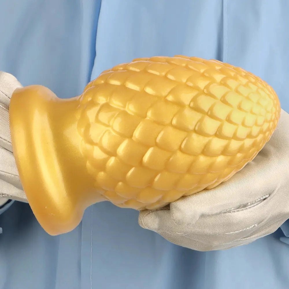 Gold textured silicone butt plug, photo 13