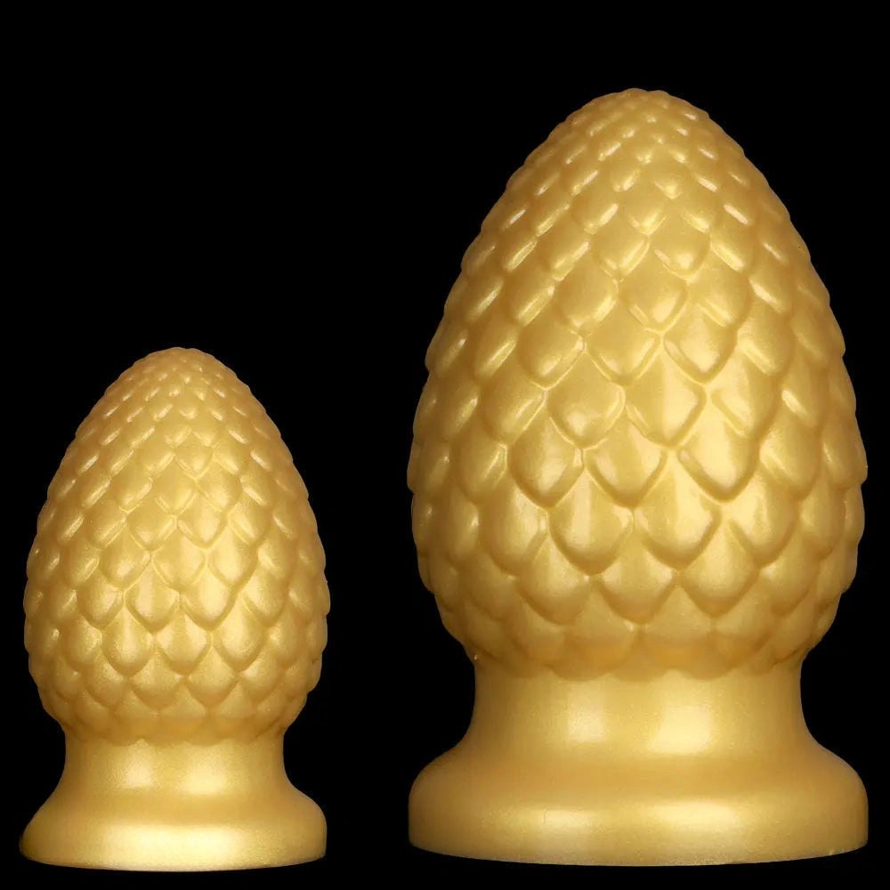 Gold textured silicone butt plug, photo 2
