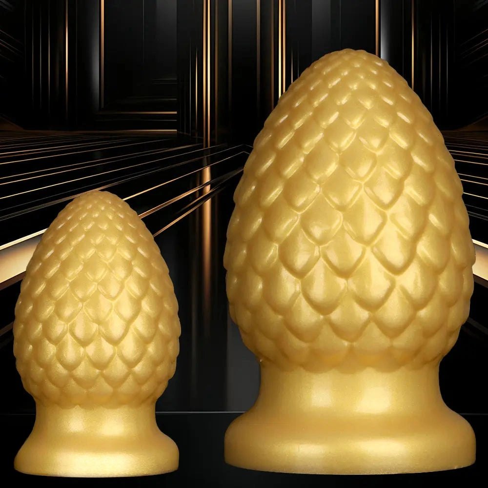 Gold textured silicone butt plug, photo 3