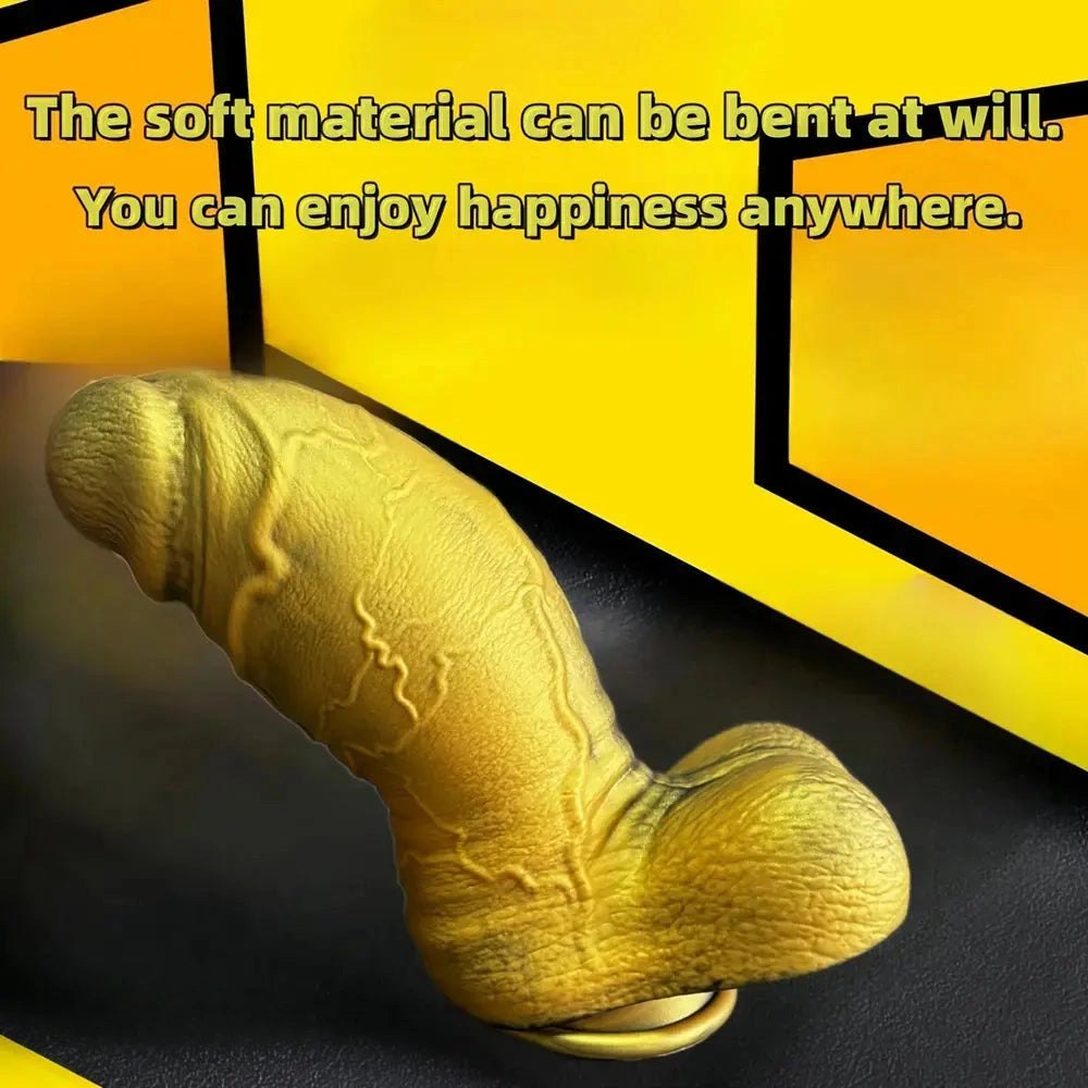 Gold realistic thick silicone dildo, photo 4