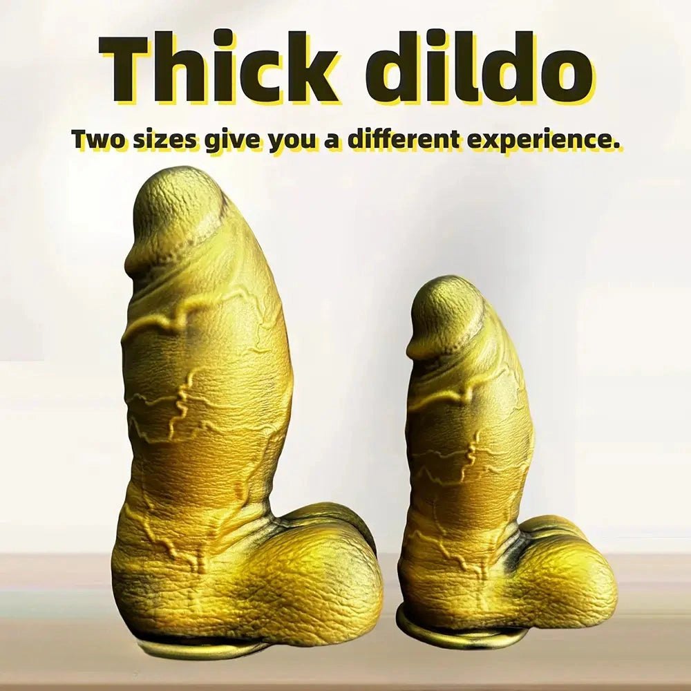 Gold realistic thick silicone dildo, photo 5