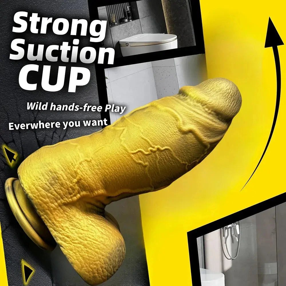 Gold realistic thick silicone dildo, photo 6