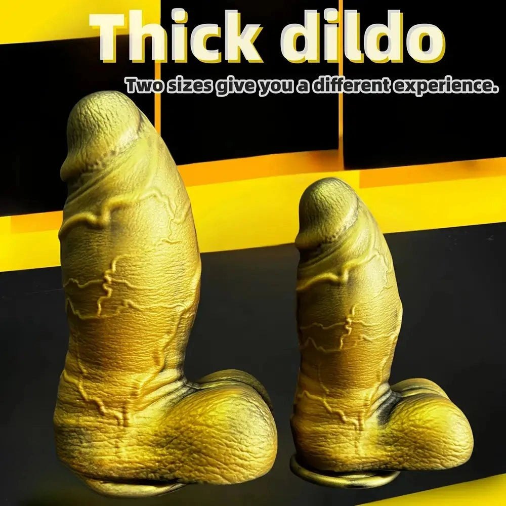 Gold realistic thick silicone dildo, photo 7