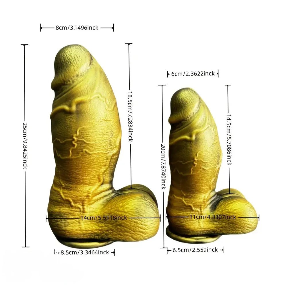 Gold realistic thick silicone dildo, photo 9