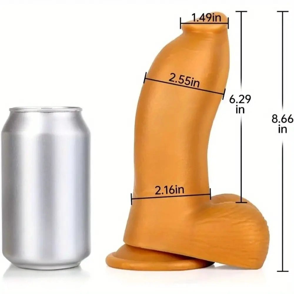 Gold thick silicone dildo, photo 7