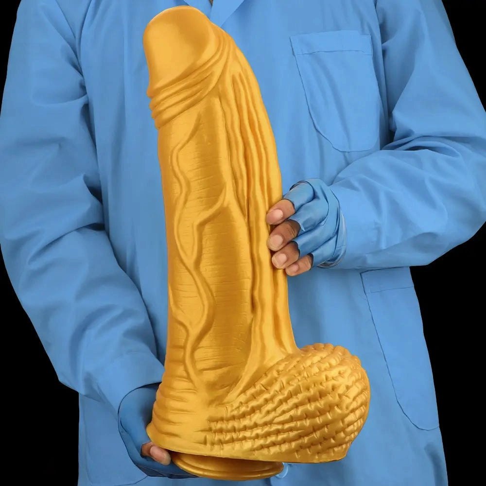 Gold silicone realistic dildo, photo 10