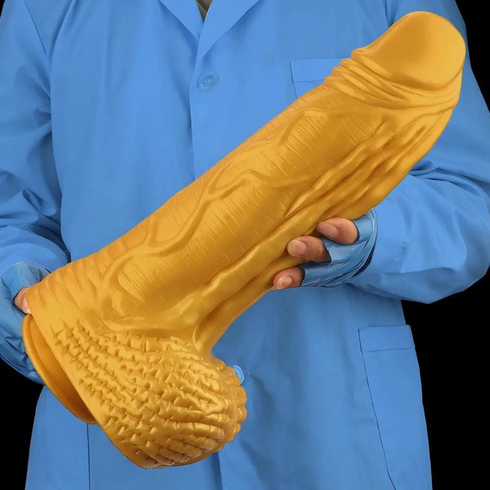 Gold silicone realistic dildo, photo 11