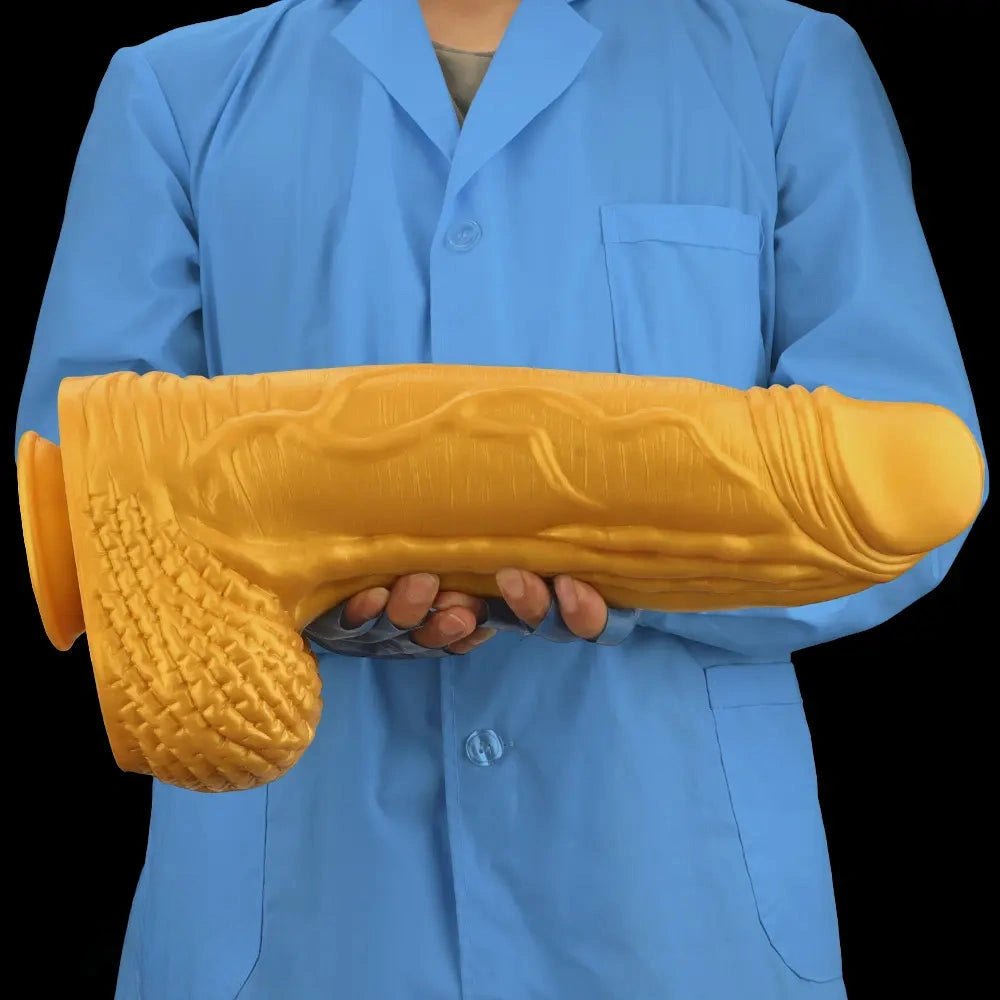 Gold silicone realistic dildo, photo 12