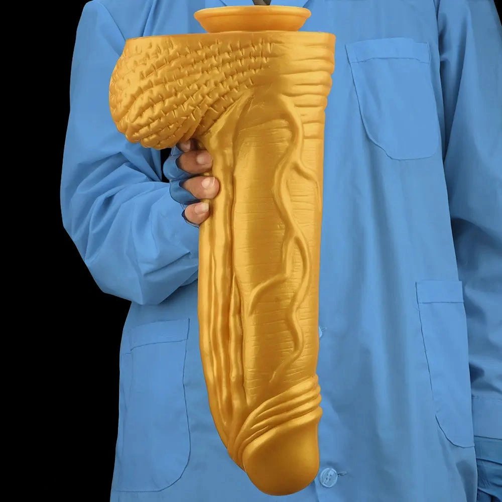 Gold silicone realistic dildo, photo 13