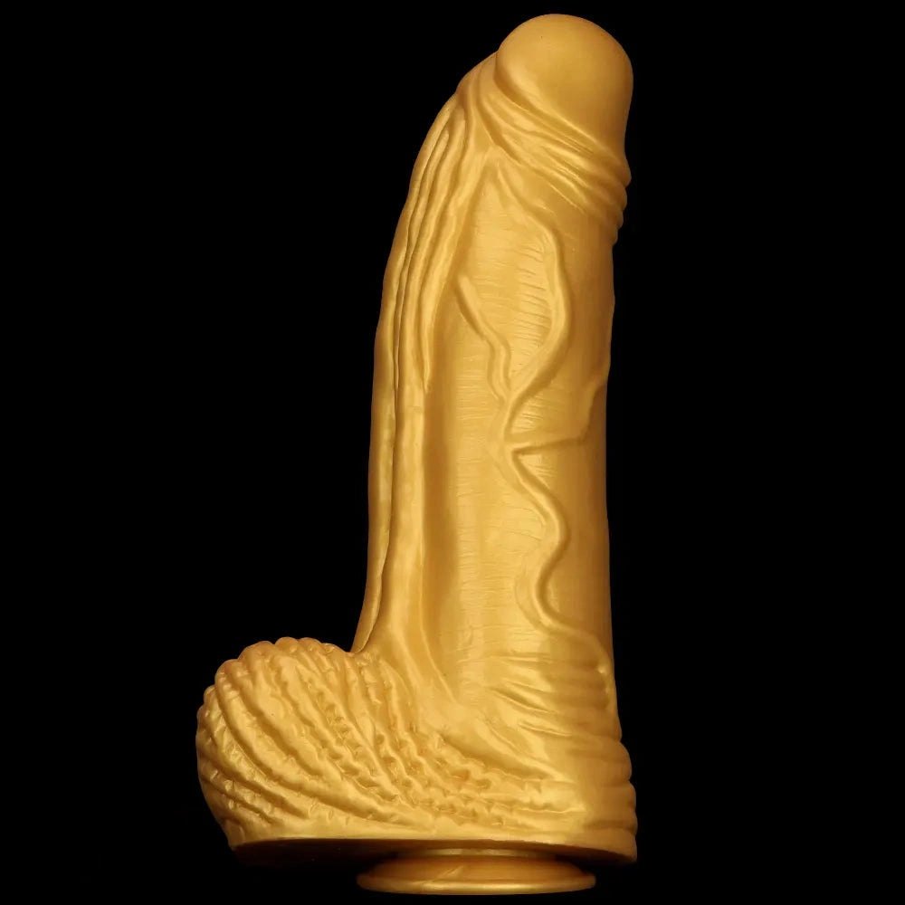 Gold silicone realistic dildo, photo 15