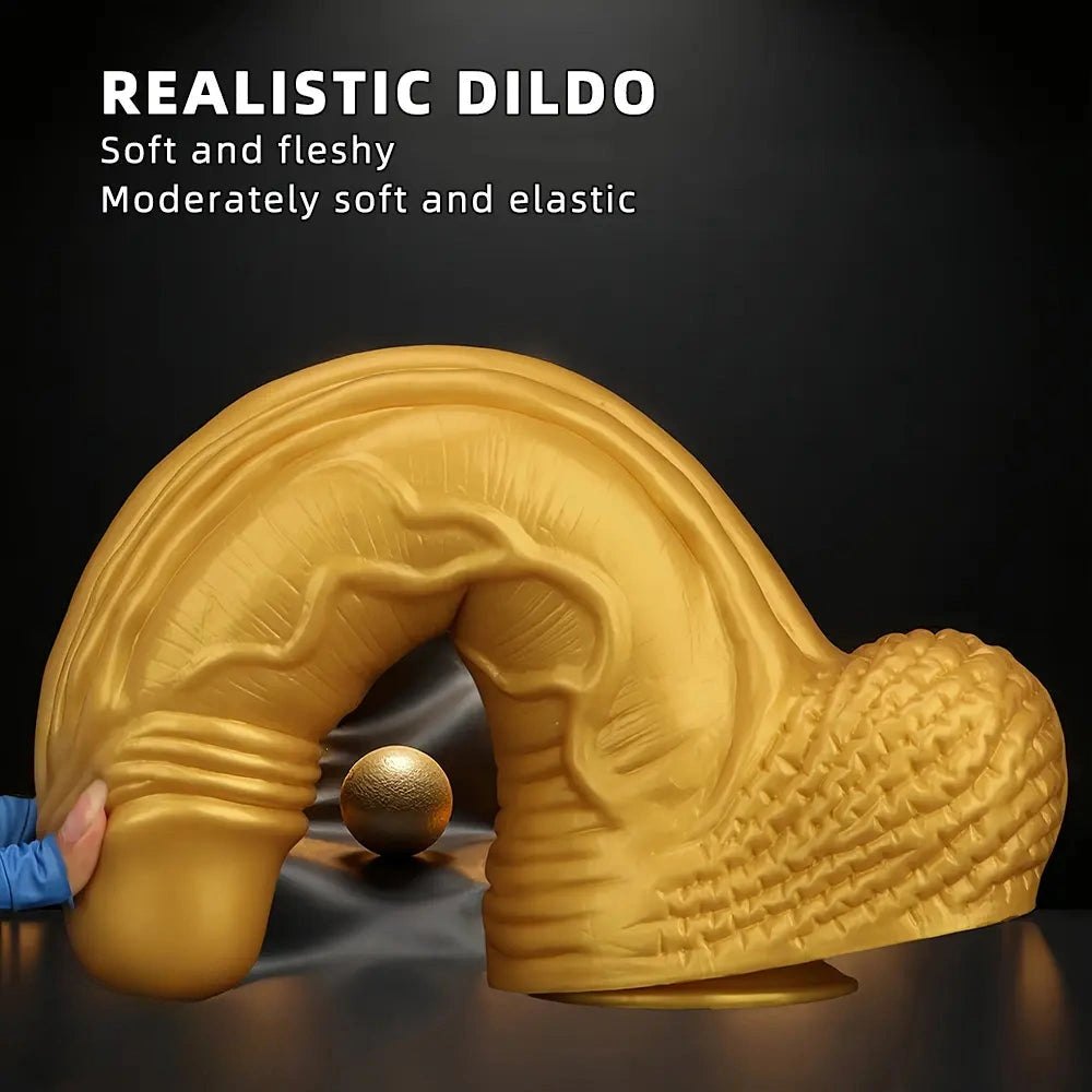 Gold silicone realistic dildo, photo 3